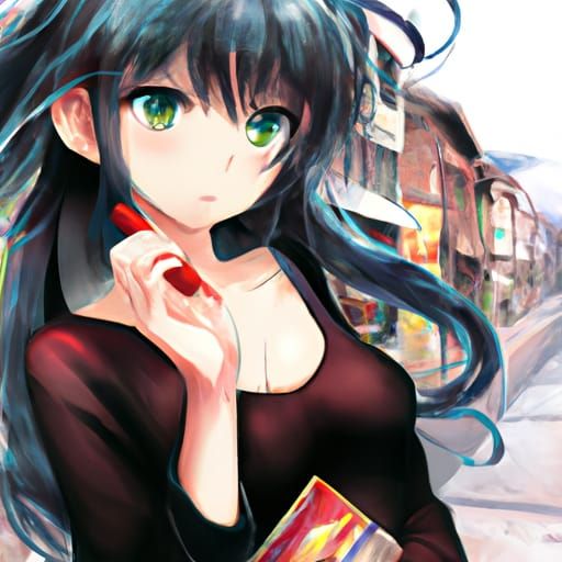 Anime Girl in Snack Street, Manga Art Style