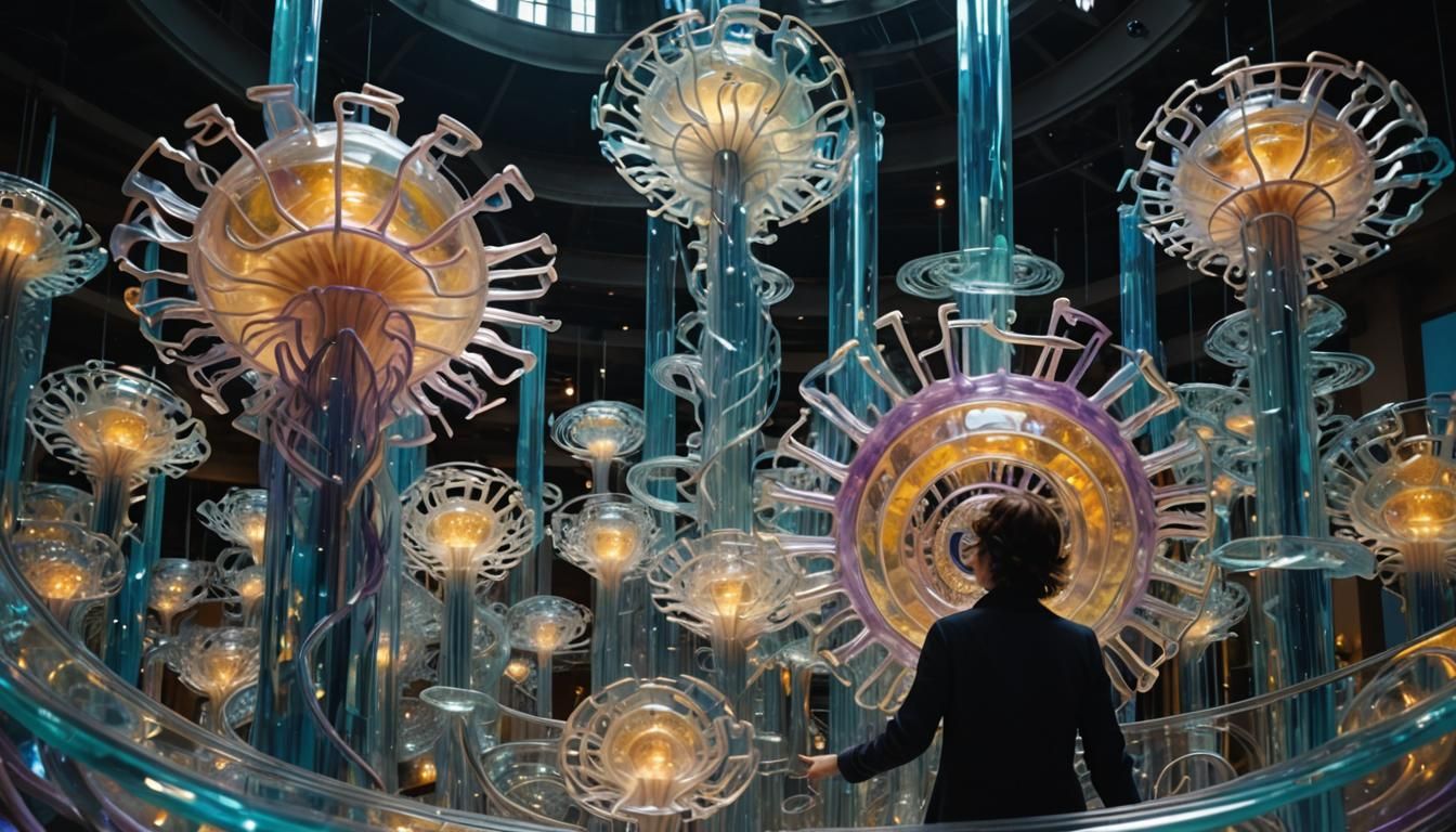 Ethereal Glass Labyrinth in Iridescent Hues