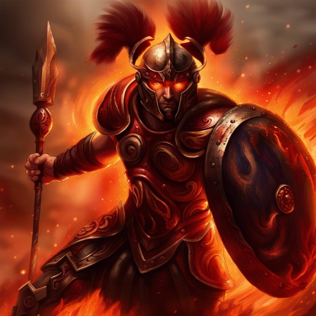 Ares, God of War, in Fiery Rage