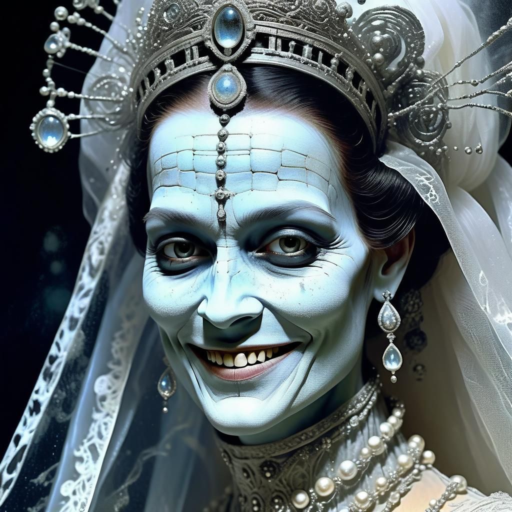 Baroque Bride of Frankenstein Made of Luminous Dust