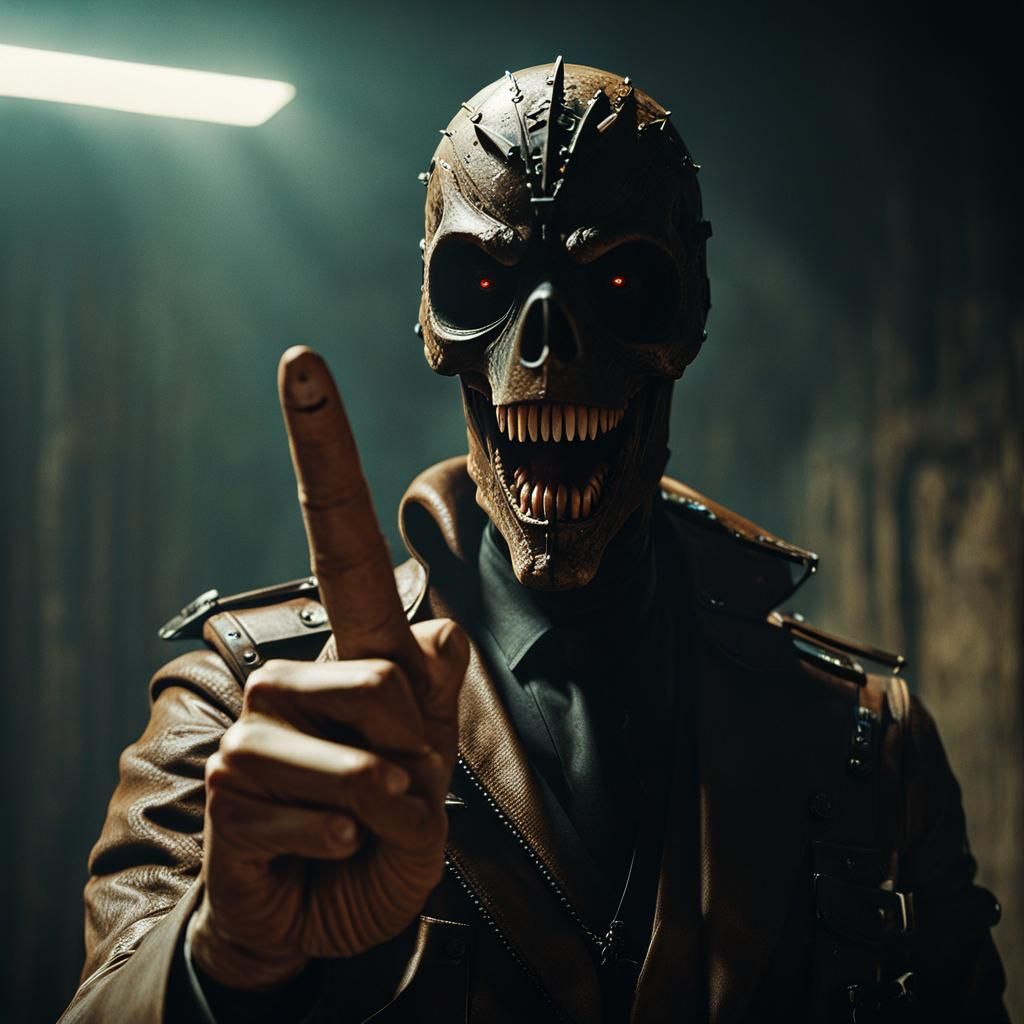 Cinematic Still of Multi-Handed Figure Gesturing