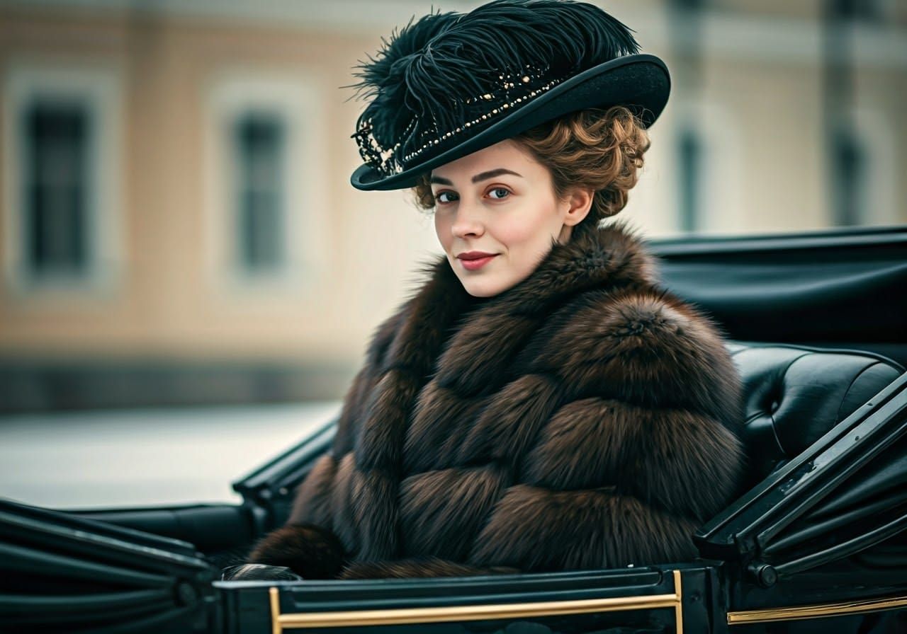Aristocratic Woman in Carriage: Kramskoy-Inspired Portrait