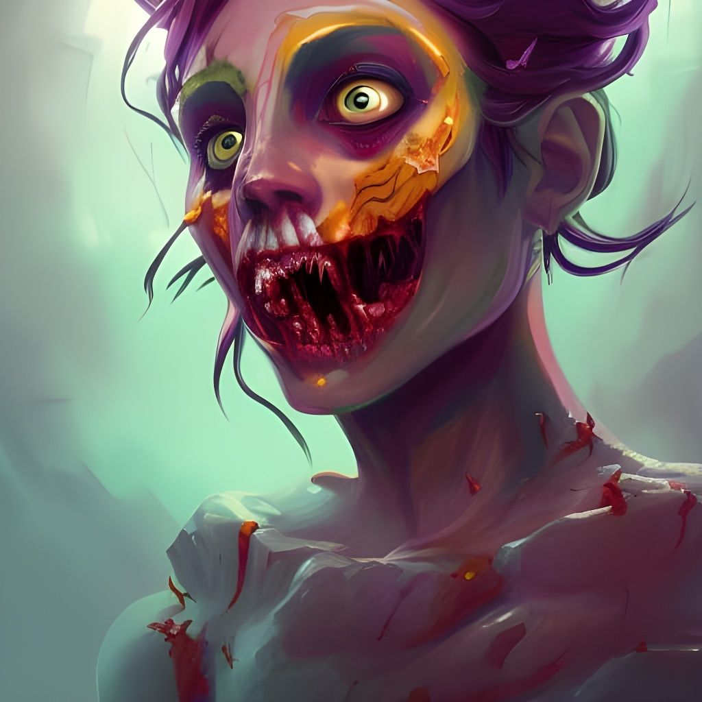 Vibrant Zombie Portrait in Trending Art Style