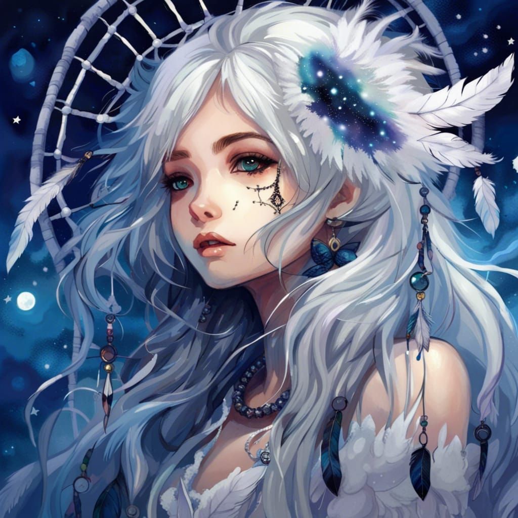 Anime Dreamcatcher with Lace and Stars