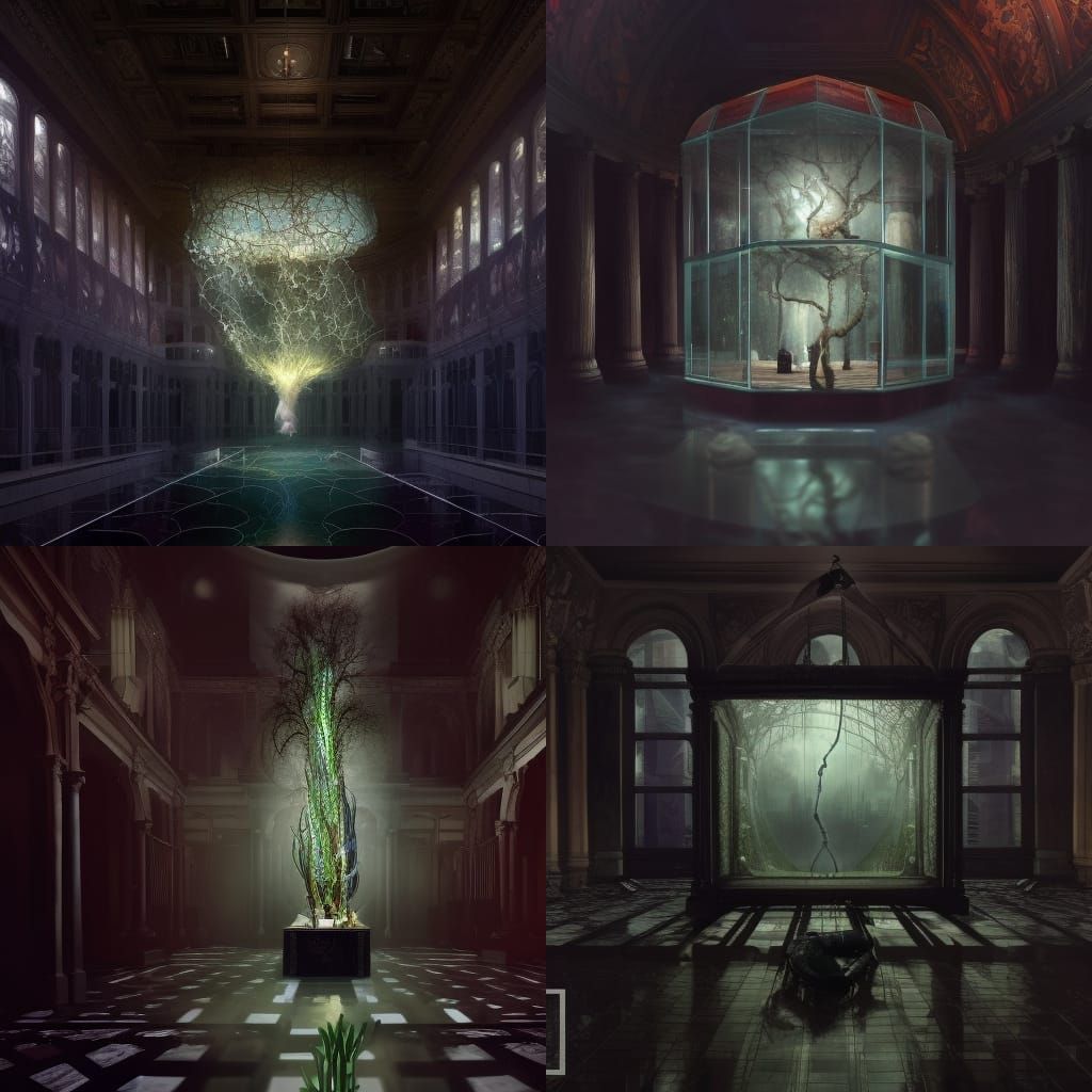 Spectacular Lightning Display in Glass Box, Photorealistic