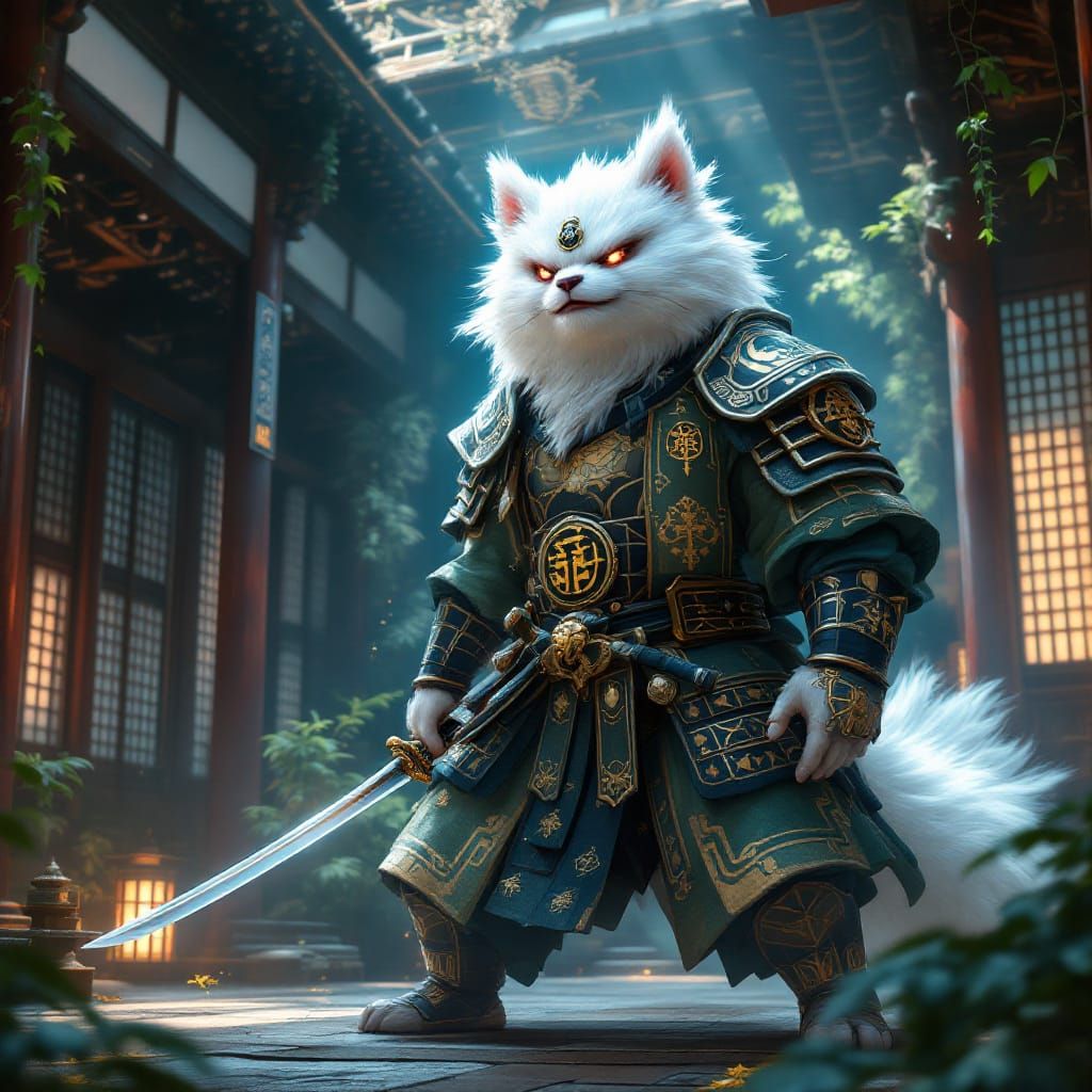 Tanuki Samurai in Feudal Japanese Castle