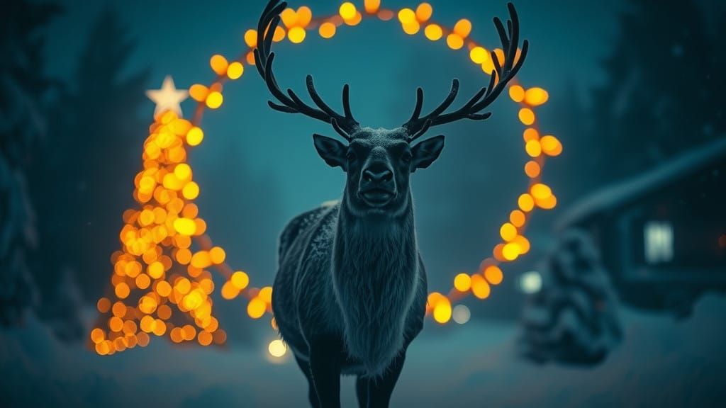 Cinematic Reindeer Amidst Christmas Magic