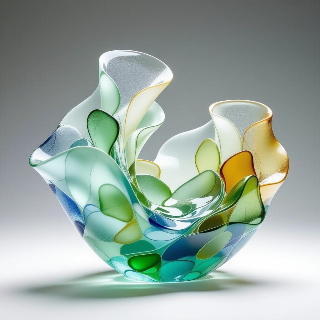Sea Glass Sculpture in Art Nouveau Style