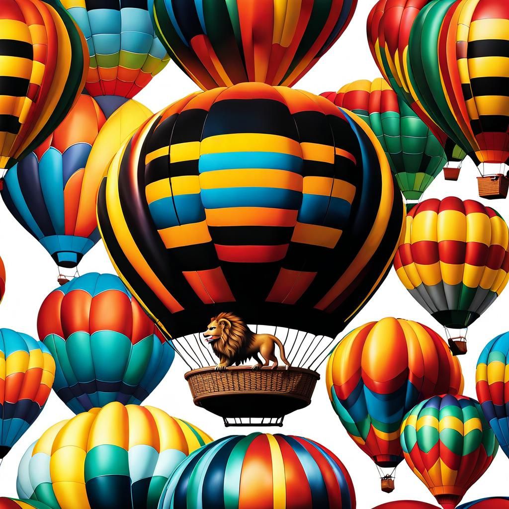 Lion Shaped Hot Air Balloon: Hyperrealistic Image