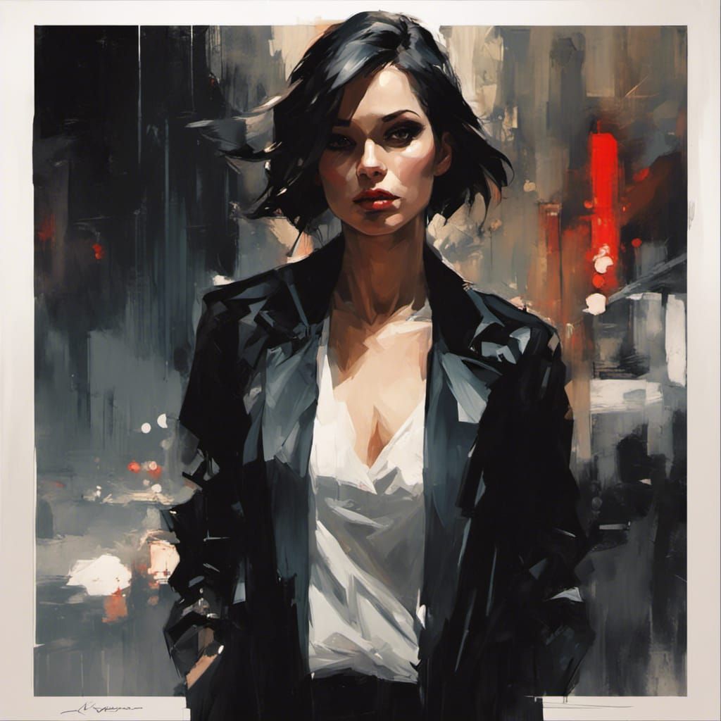 Woman in Black Jacket: Gothic Digital Art