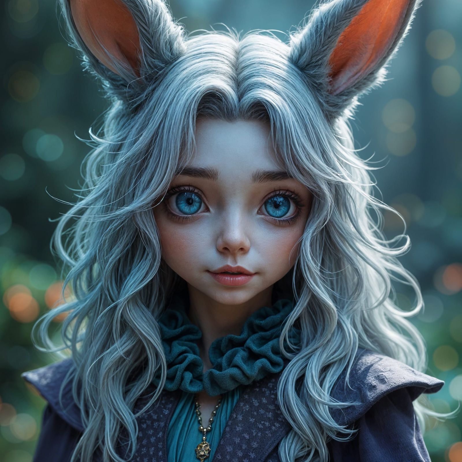Mad Hatter's Daughter with Rabbit Ears, Digital Art