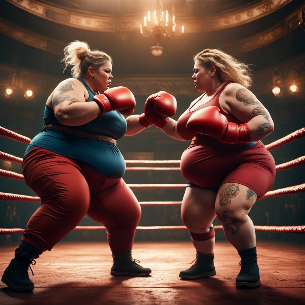 Two Women Boxing: Detailed Fantasy Concept Art