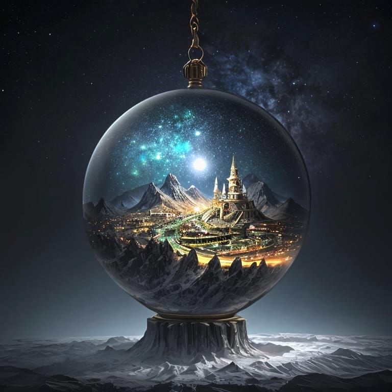 Miniature Universe Encased in Glass Bell