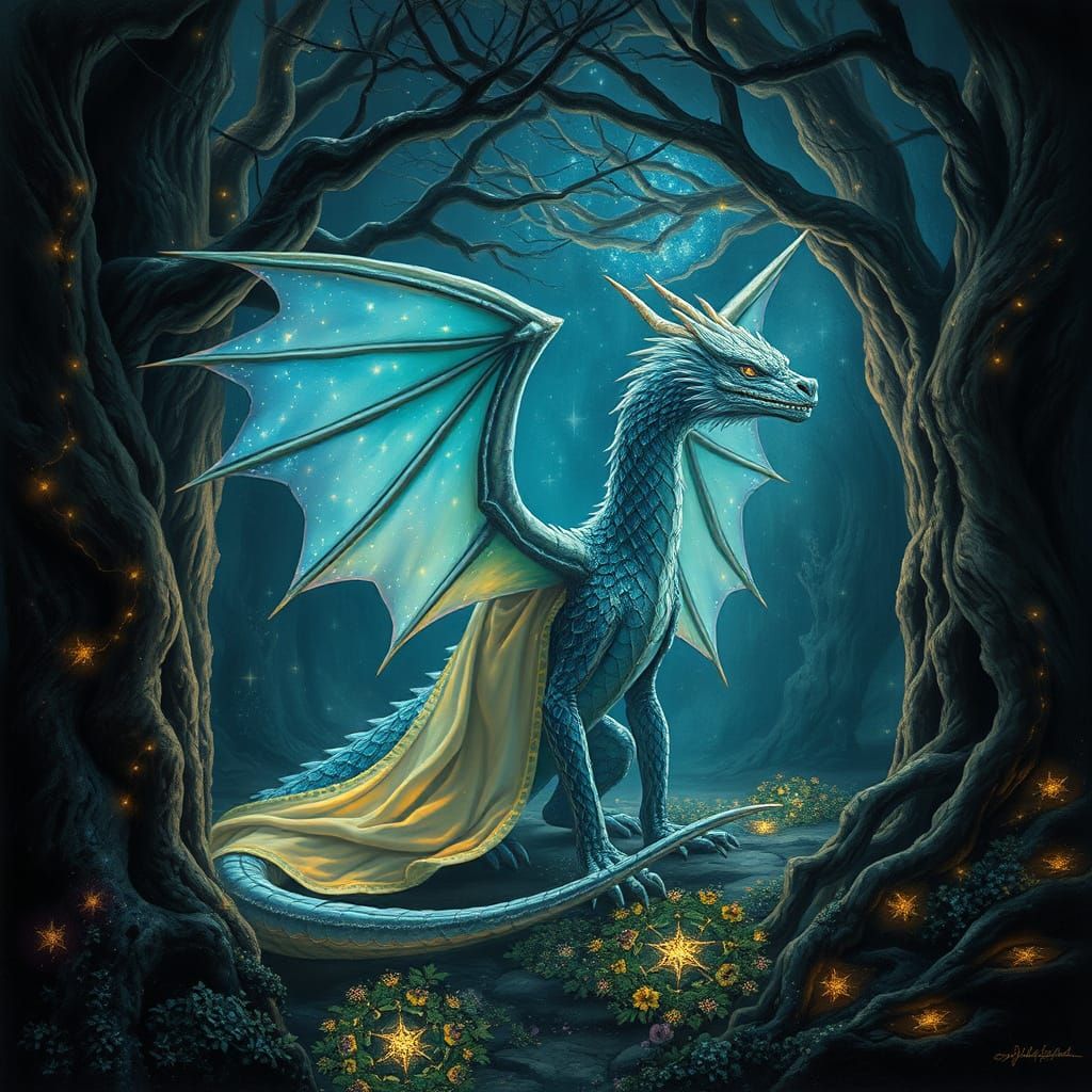 Celestial Dragon Awakens in Baroque Stardust Forest