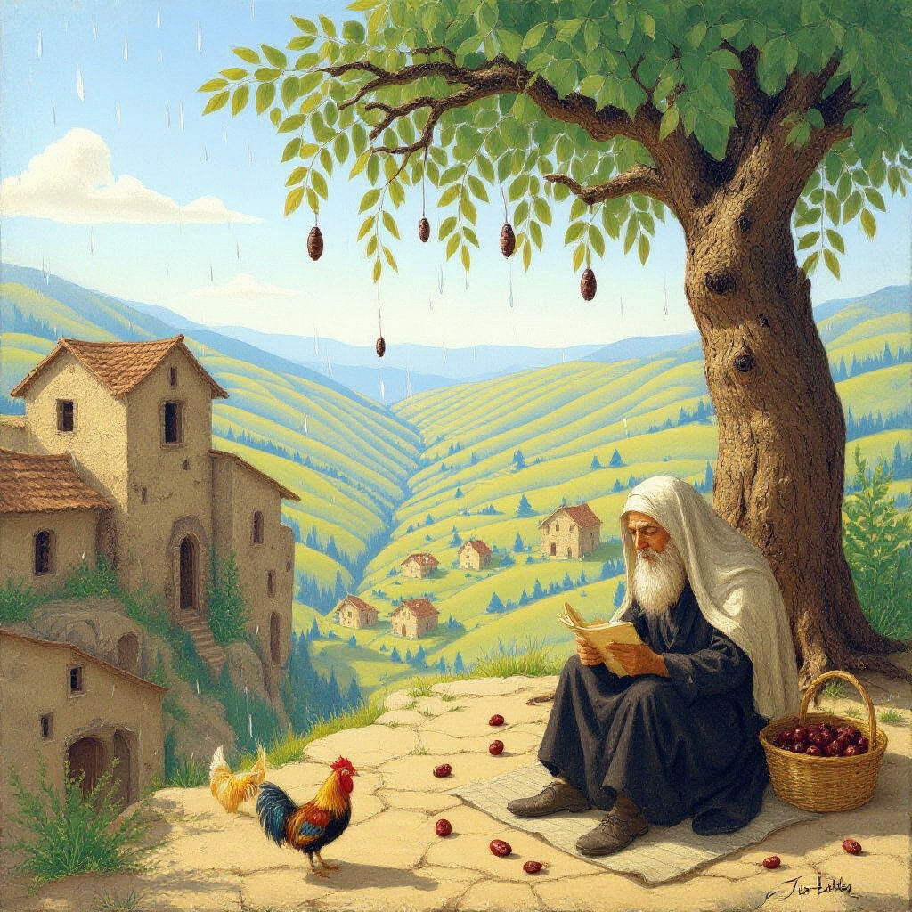 Jewish Man Reading Scroll: Ancient Talmudic Art