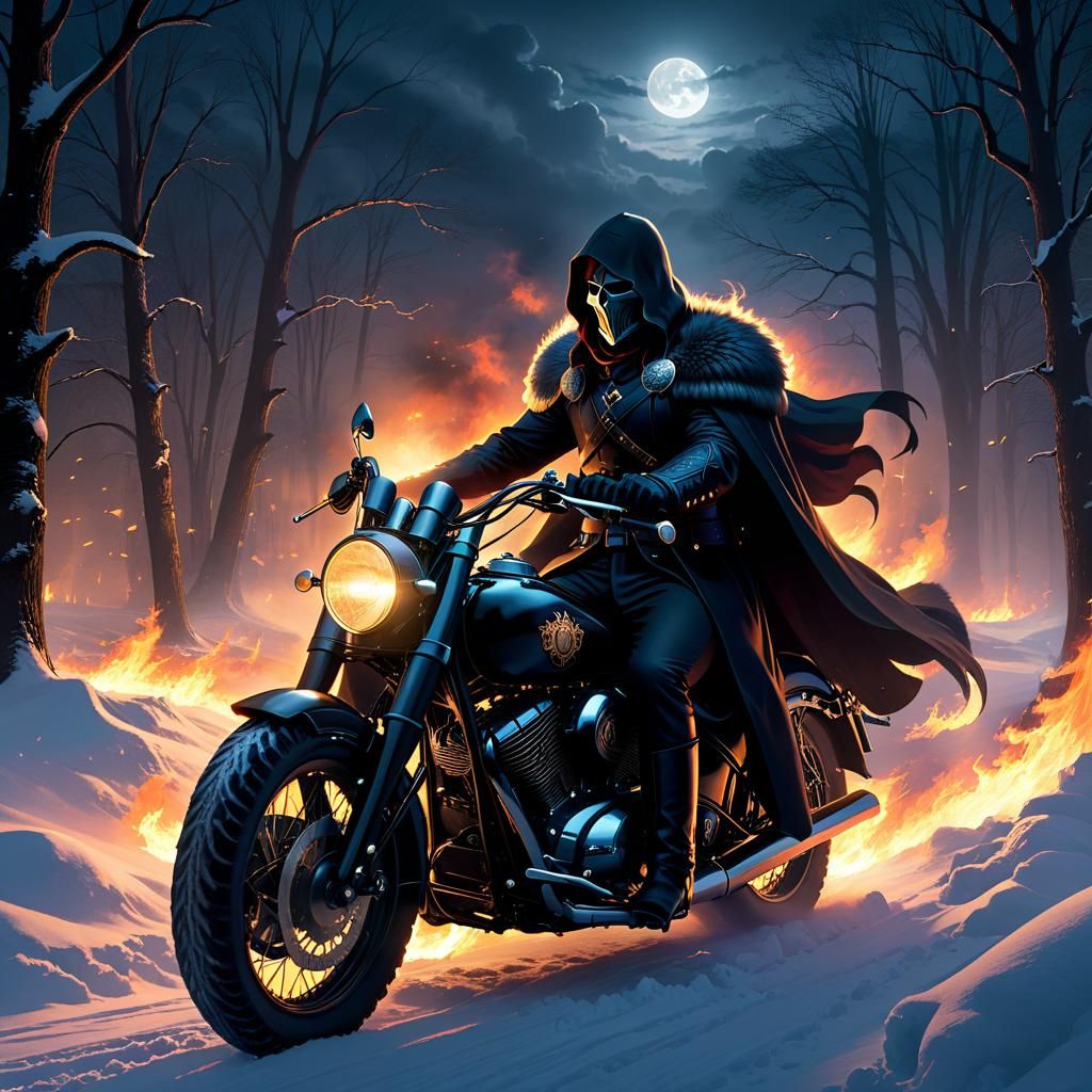 Epic Battle Scene in a Dark Winter Landscape