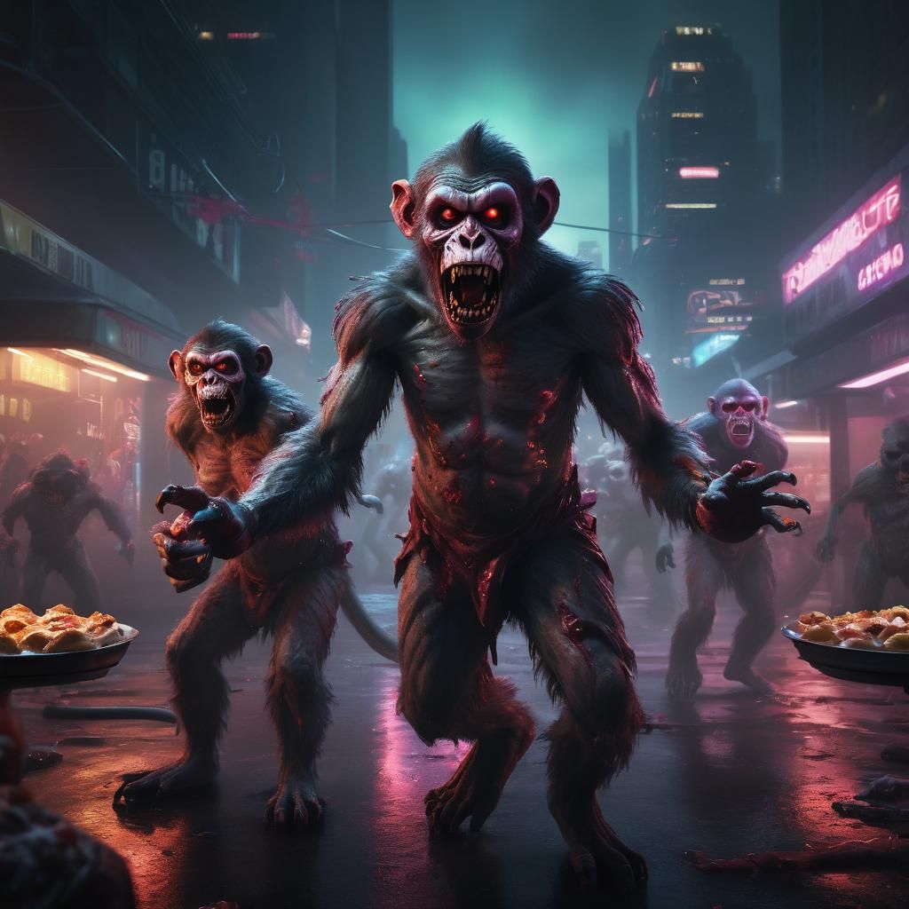 Neon City: Zombie Monkey Clowns Pie Fight