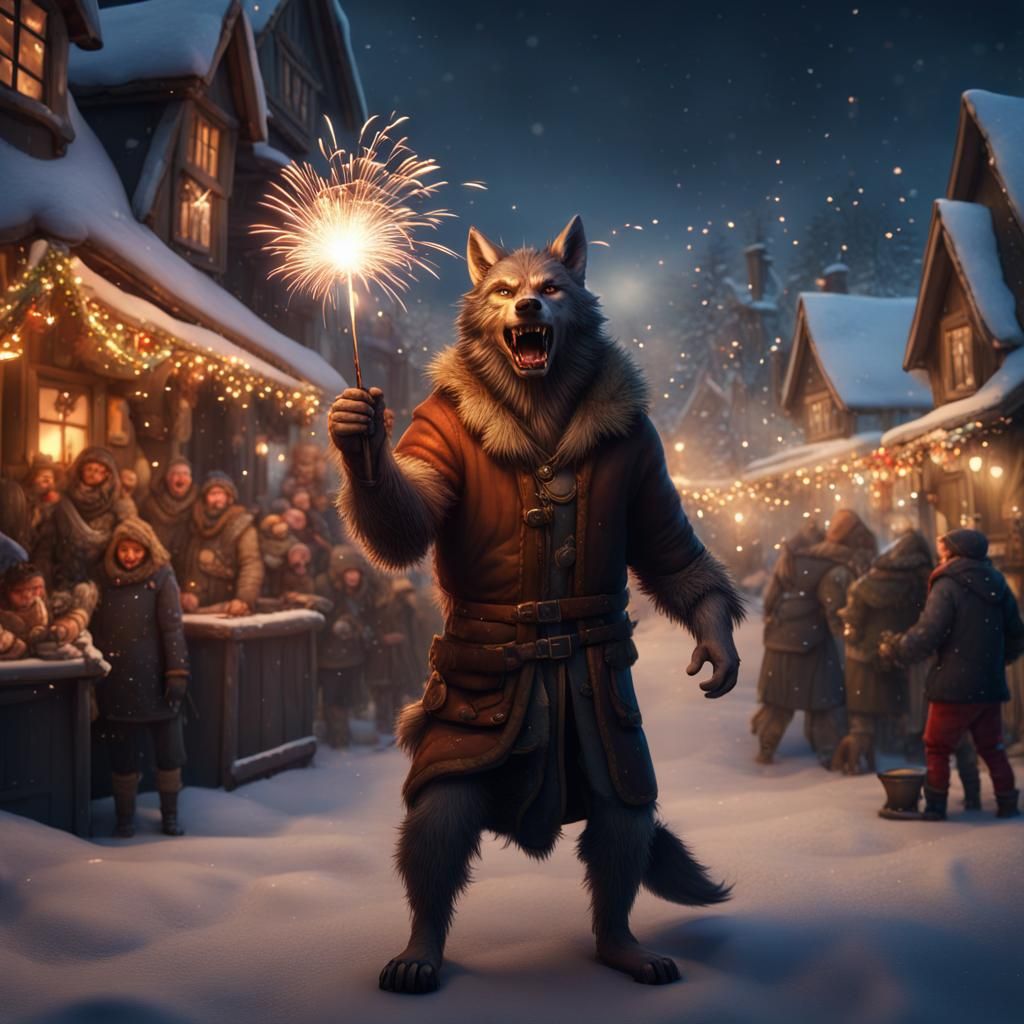 Werewolf New Year's Eve Celebration in Christmas Village