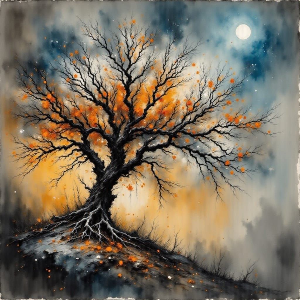 Dramatic Cityscape in Dark Impressionist Style