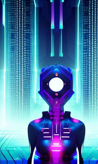 Cyber Queen in Metropolis: Cyberpunk Art