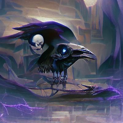 Sinister Raven and Skull, Gothic Art
