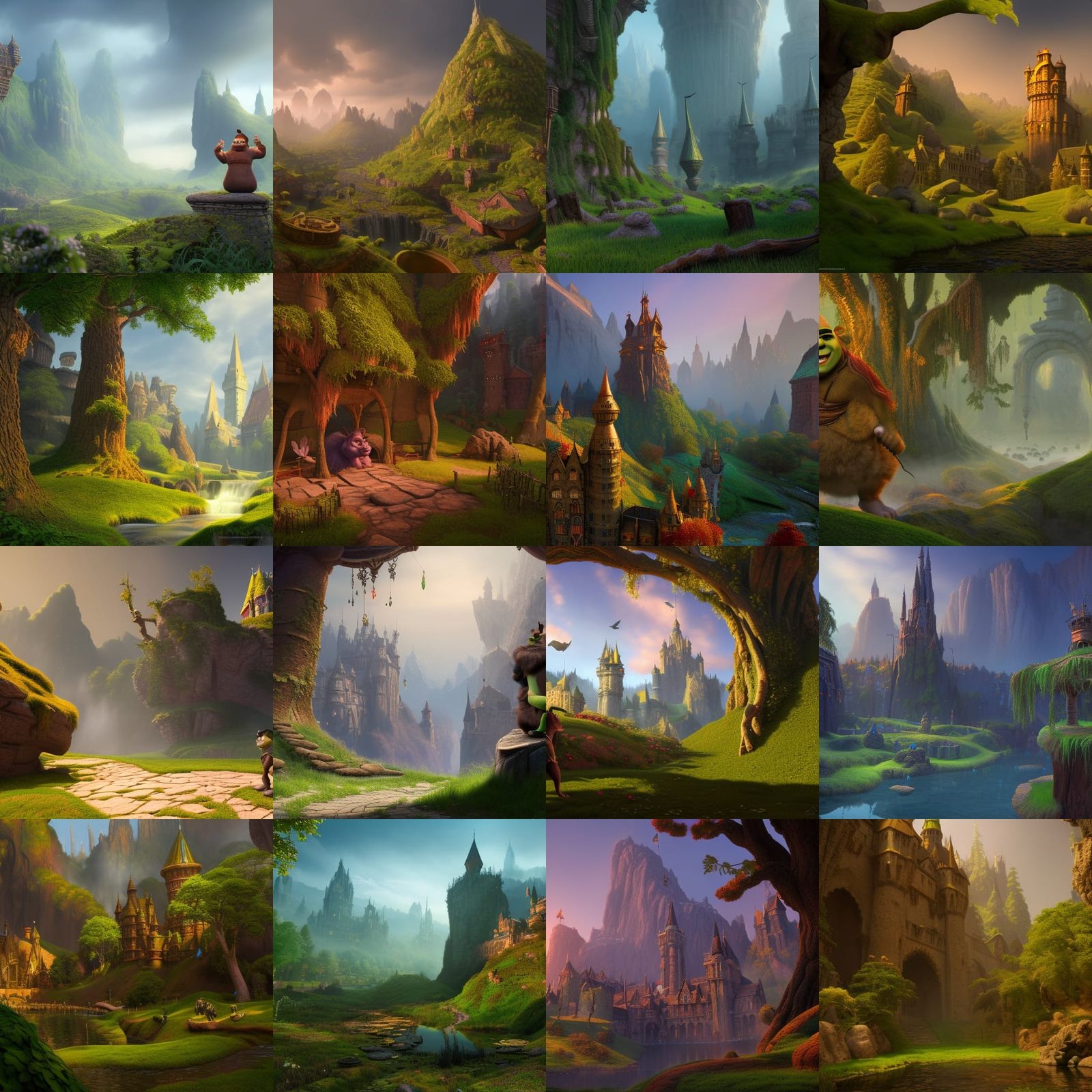 Shrek: Detailed Matte Painting in 8K Resolution