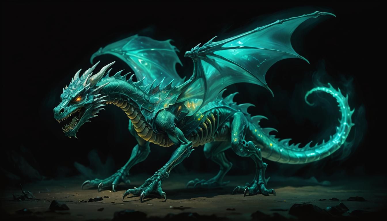 Undead Dragon with Ghostly Wings: Dark Fantasy Art