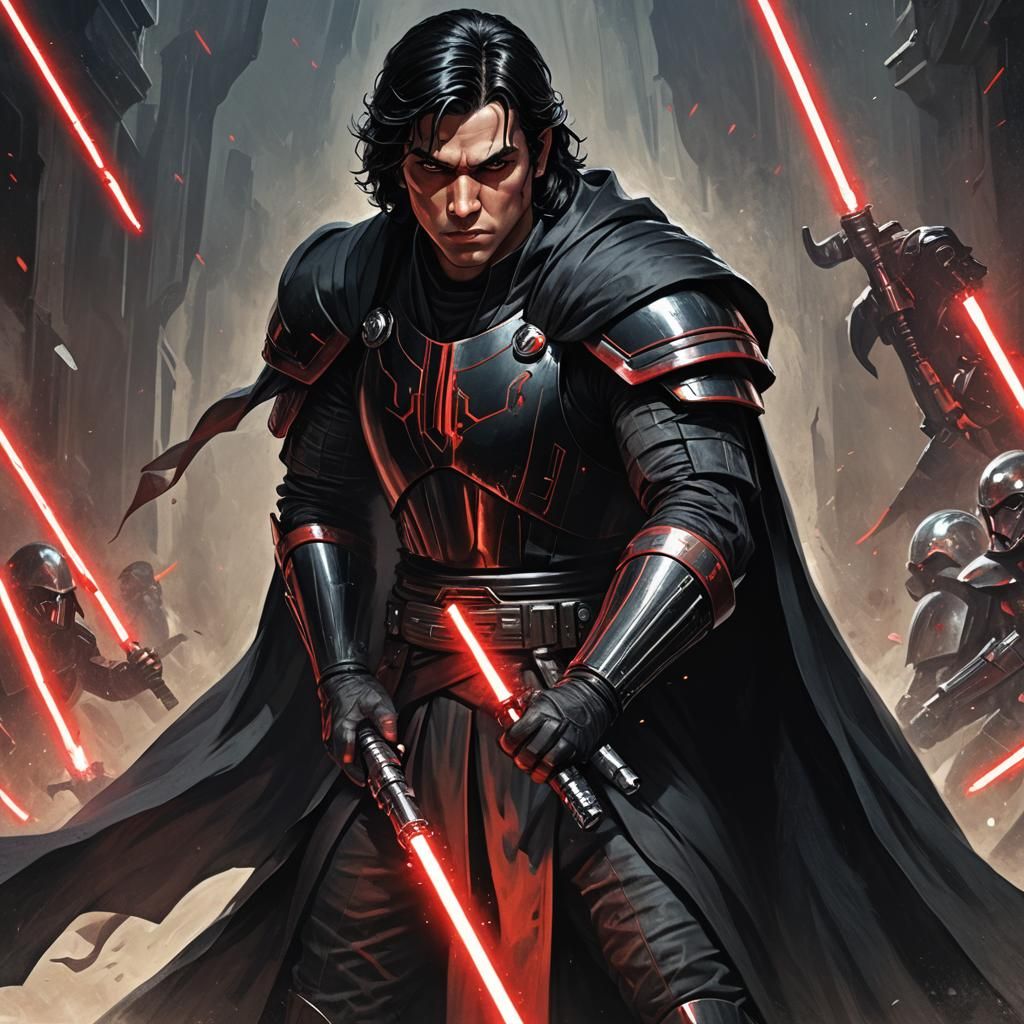 Sith Lord Close-up in Heroic Fantasy Style