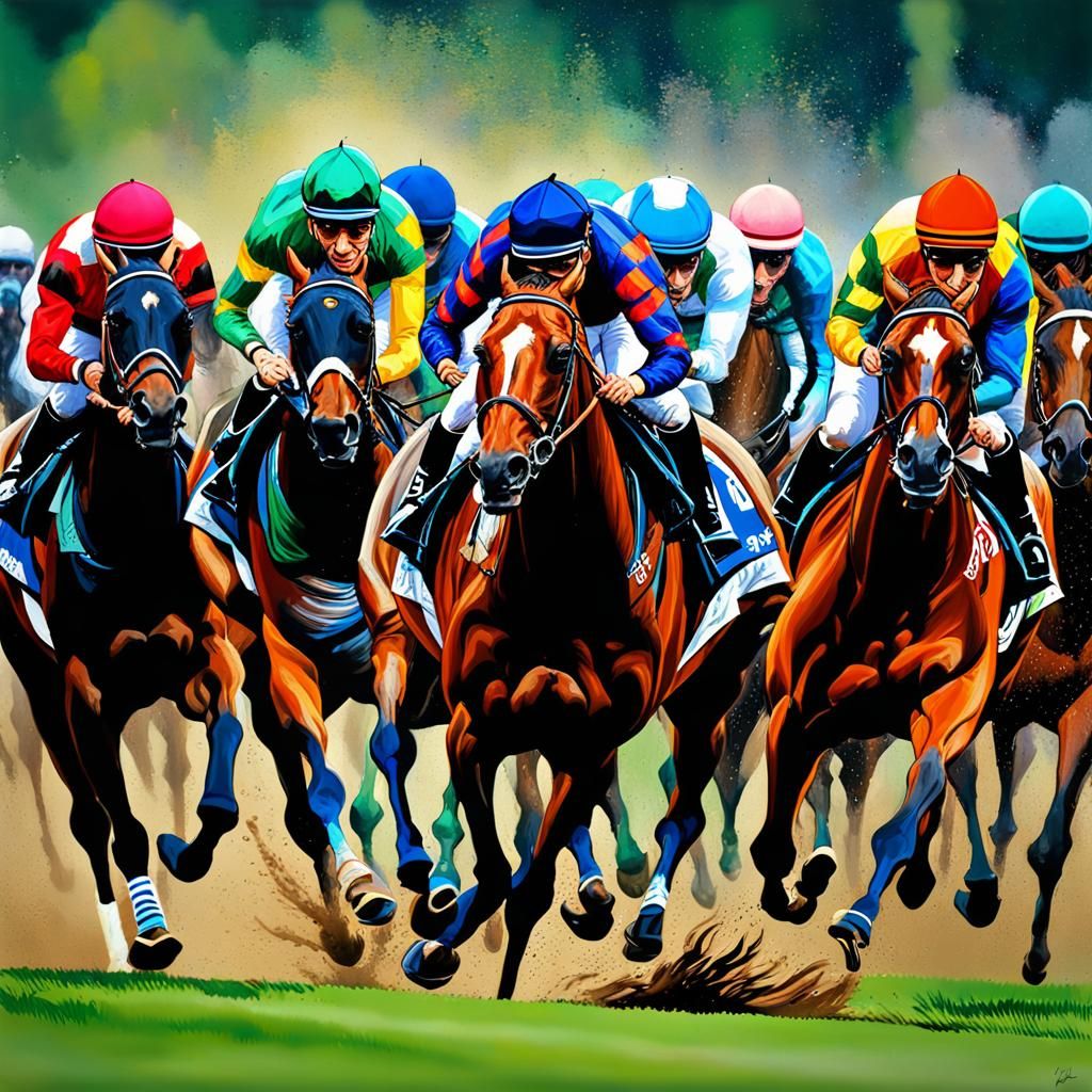 Horse Race in Pop Art Style