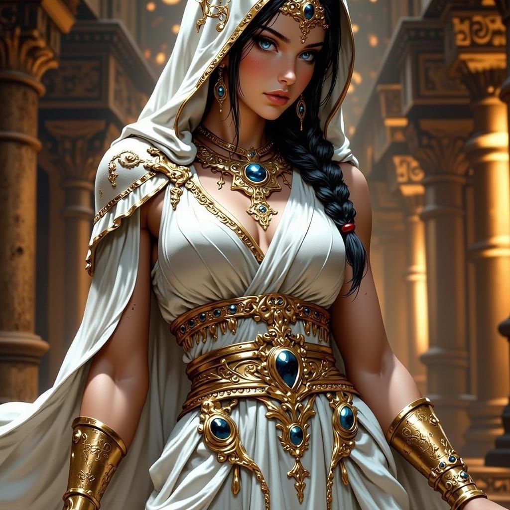 Mystic Priestess in Ancient Temple Attire