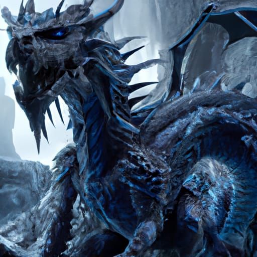 Mythical Ice Dragon in Dark Fantasy Style