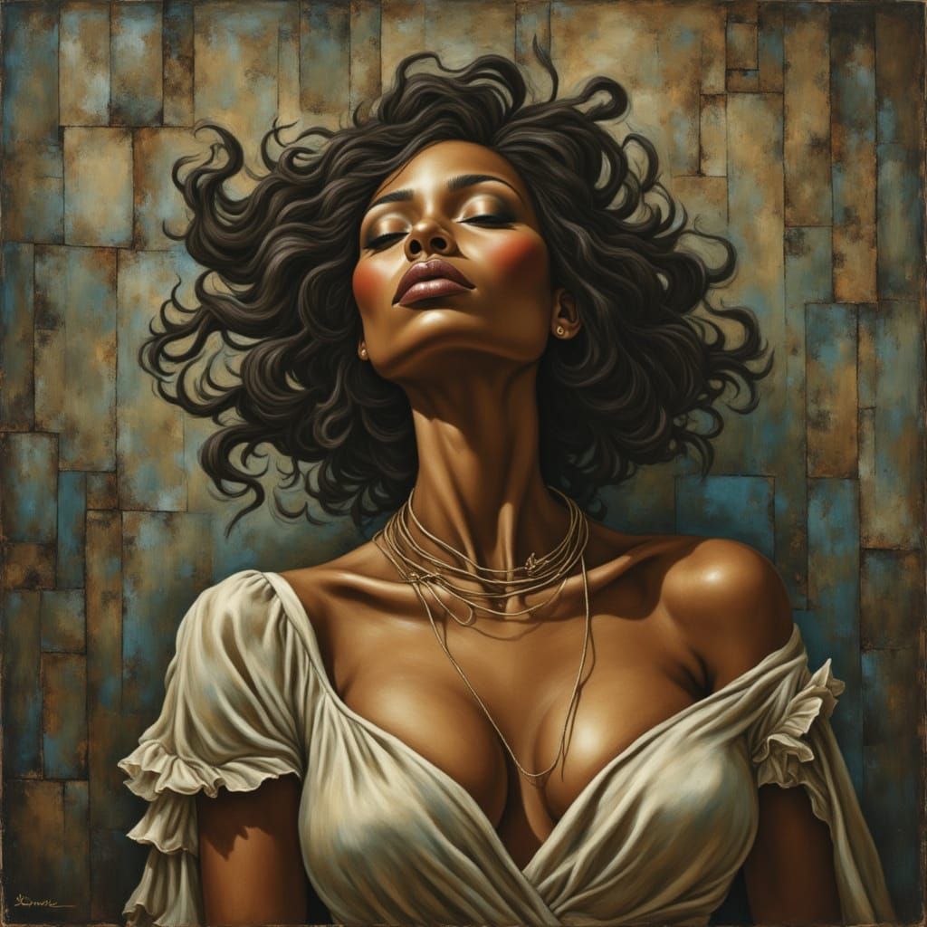 Surreal Portrait of Woman in Tonalist Oil Painting Style