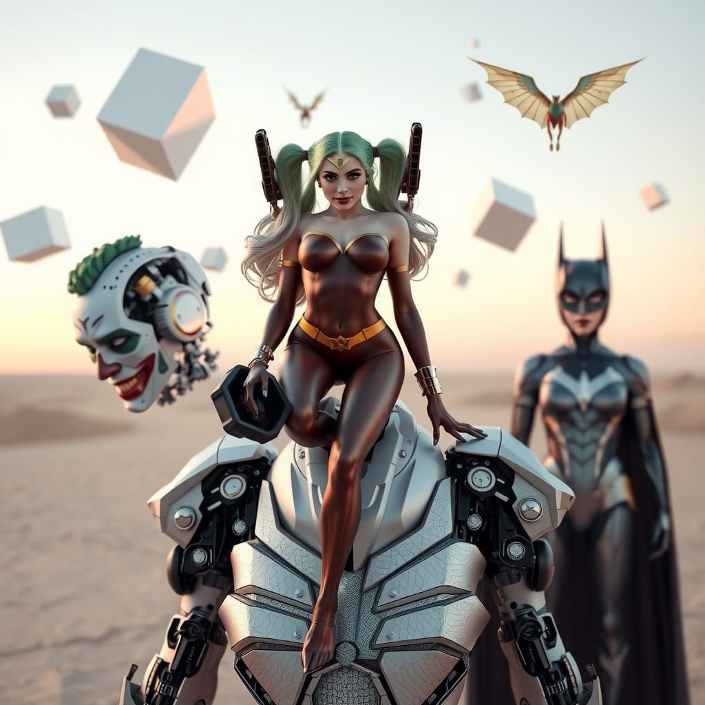 Futuristic Robotic DC Characters in Minimalist Setting