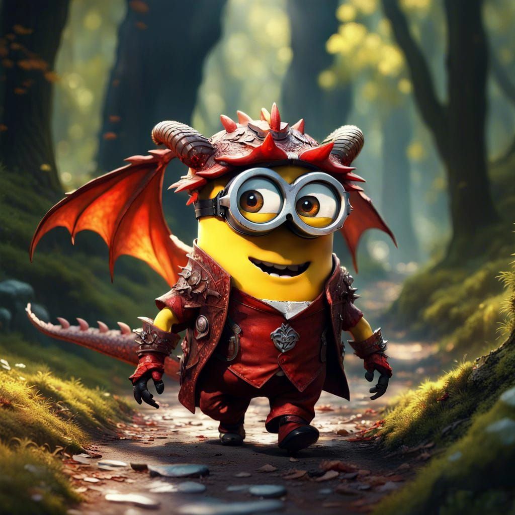 Minion Dragon Costume in Detailed Digital Painting