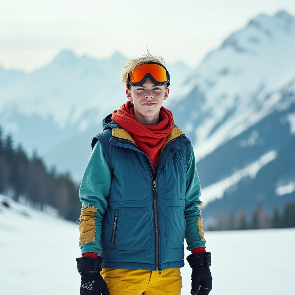 Sly Young Skier Takes in Winter Wonderland in Vibrant Colors