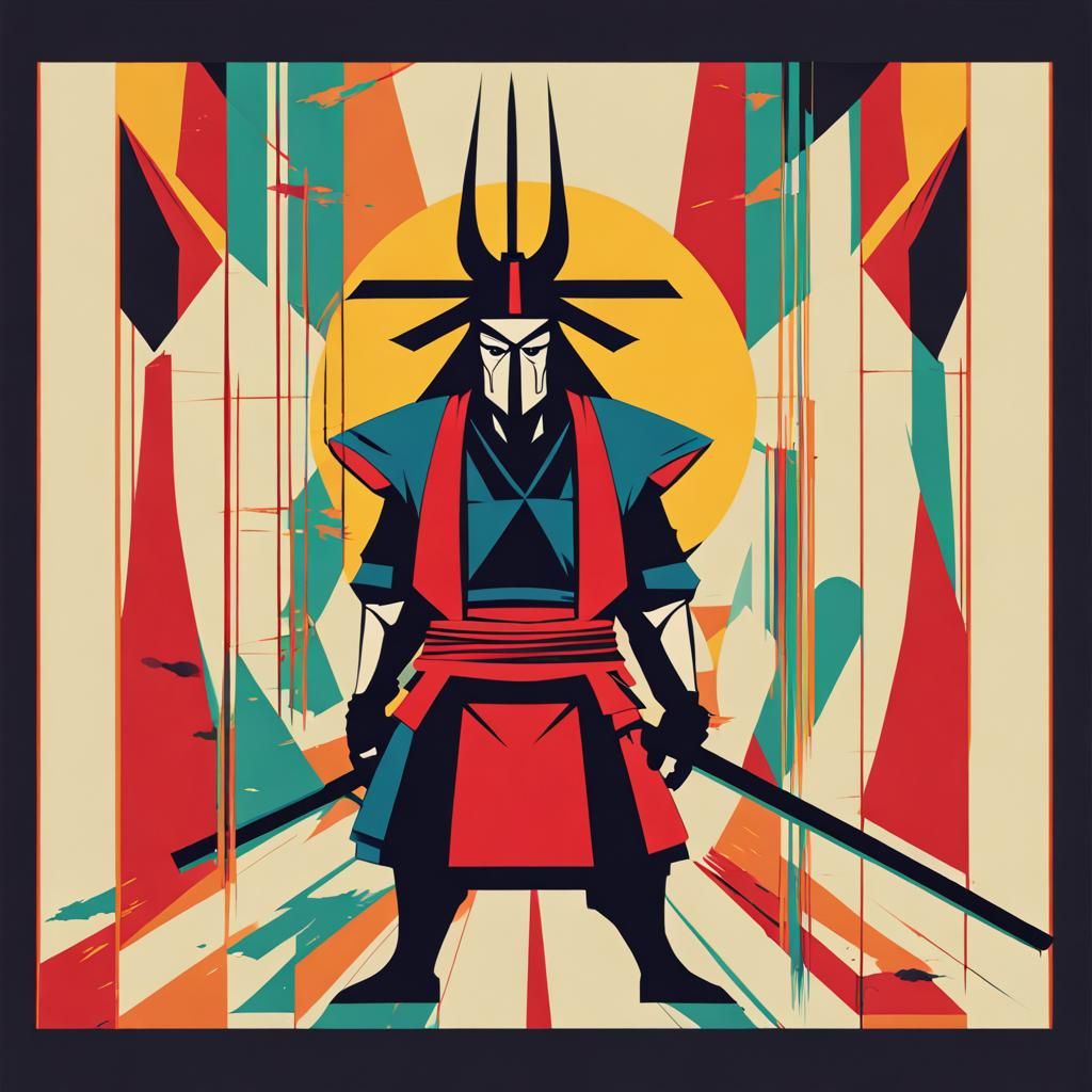 Samurai Jack in Geometric Pop Art Style