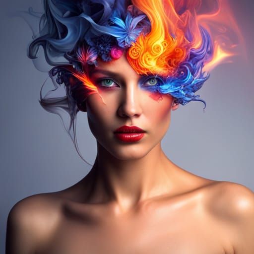 Exploding Woman: Hyperrealistic 3D Splash Art