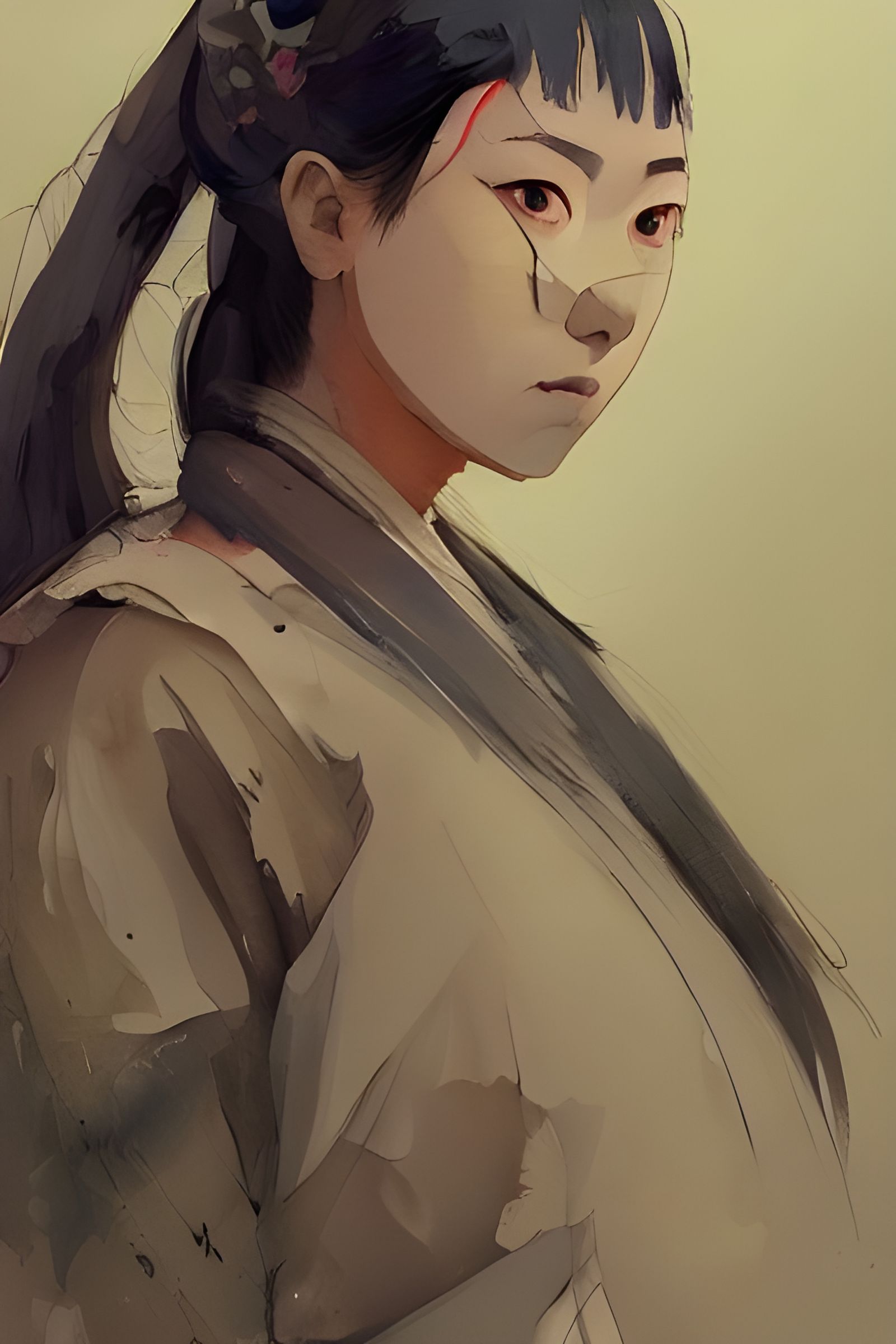 Female Ninja Portrait in Ghibli Style