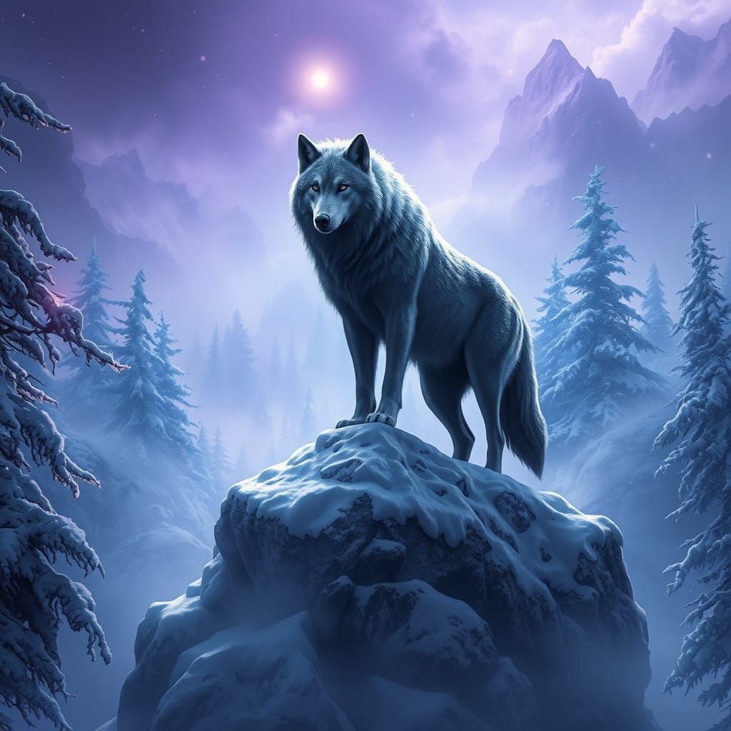 Majestic Wolf in Winter Wonderland