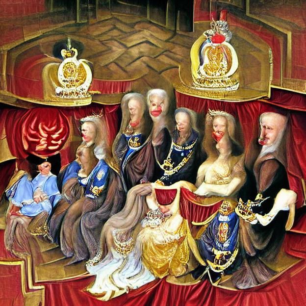 Elaborate Royal Court Scene in Medieval Style