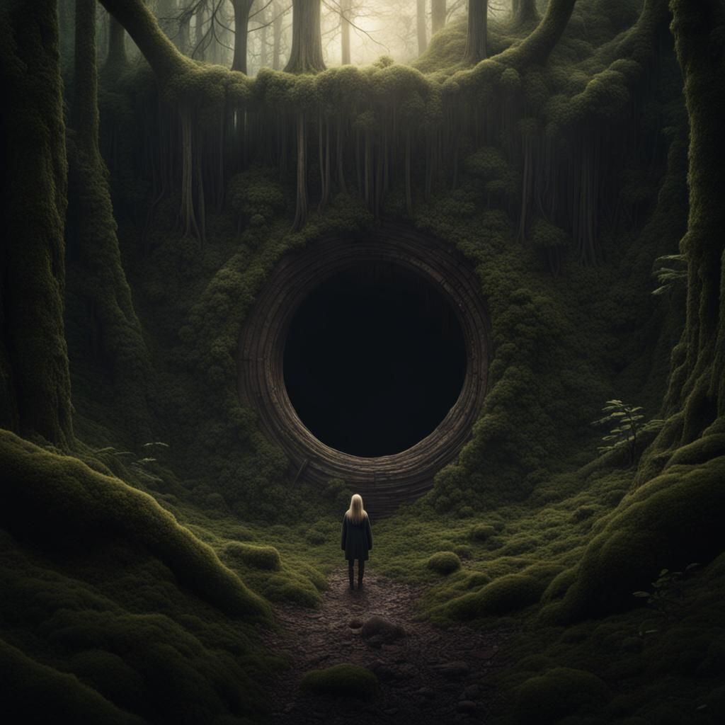 Sinister Face in Forest Hole: Digital Matte Painting