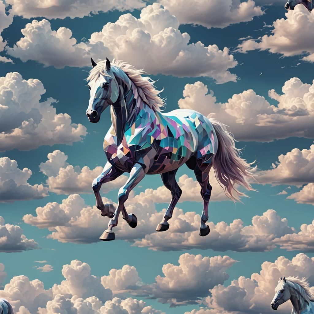 Glitching Cloud Horse: Digital Art