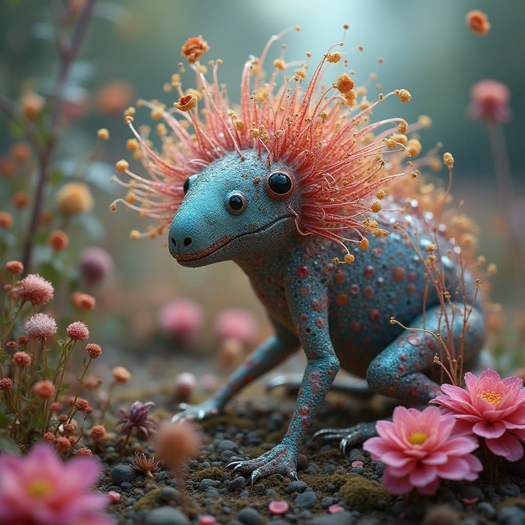 Creatures of Iridescent Glass and Floral Petals