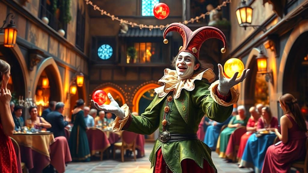 Medieval Jester in Whimsical Performance