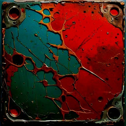 Weathered Metal Landscape with Fading Colors