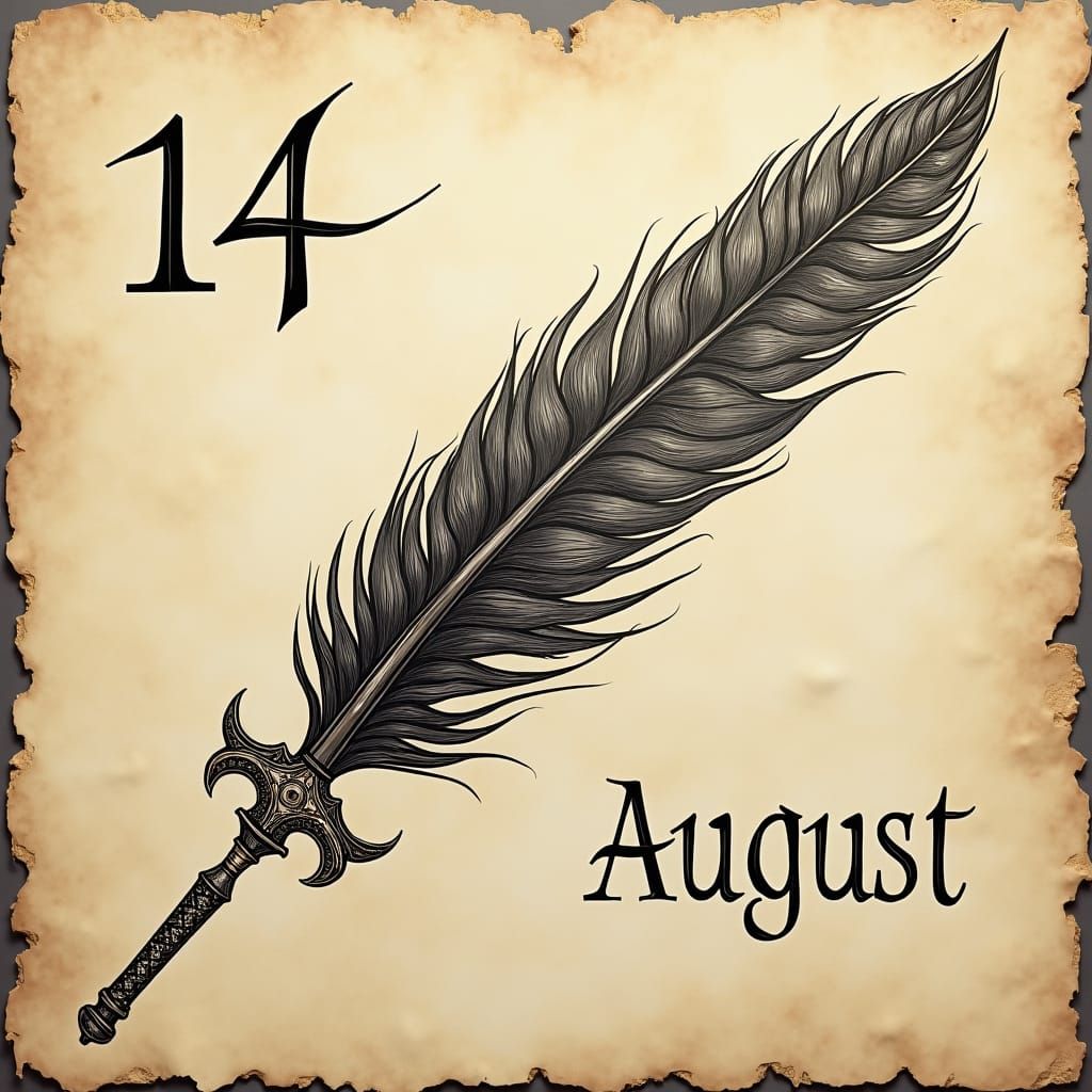 Quill and Sword Design Writing on Parchment