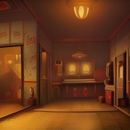 Creepy Motel in Detailed Matte Painting Style
