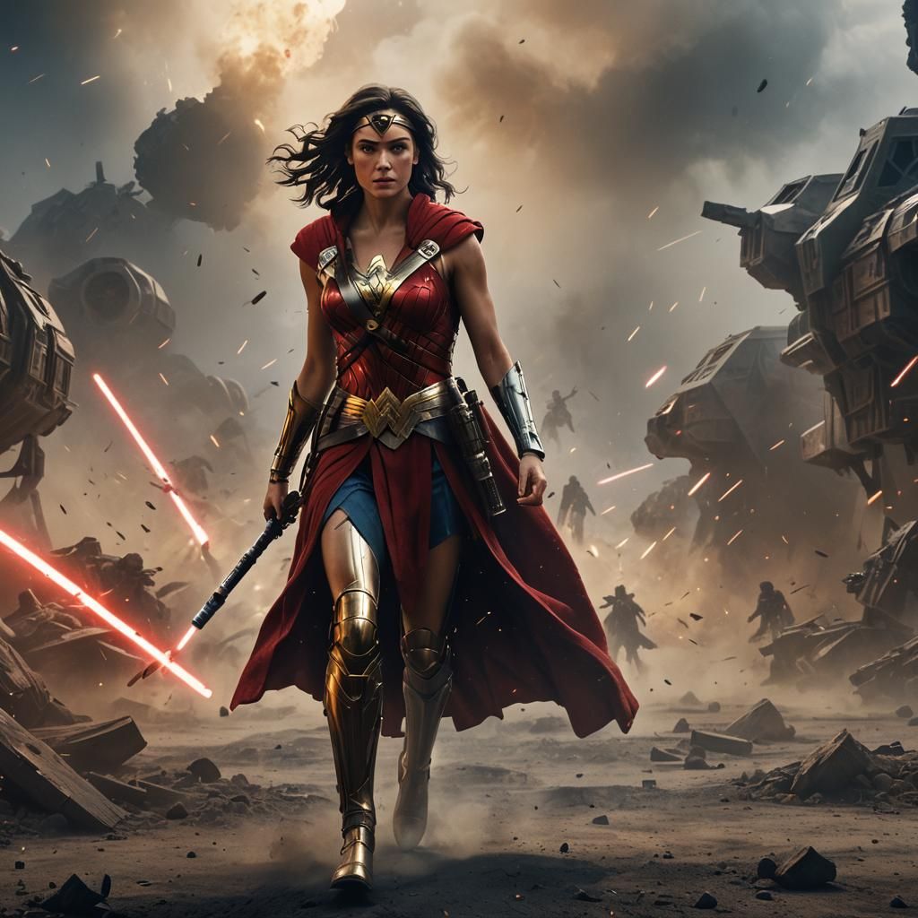 Jedi Wonder Woman in Battlefield Cinematic Scene