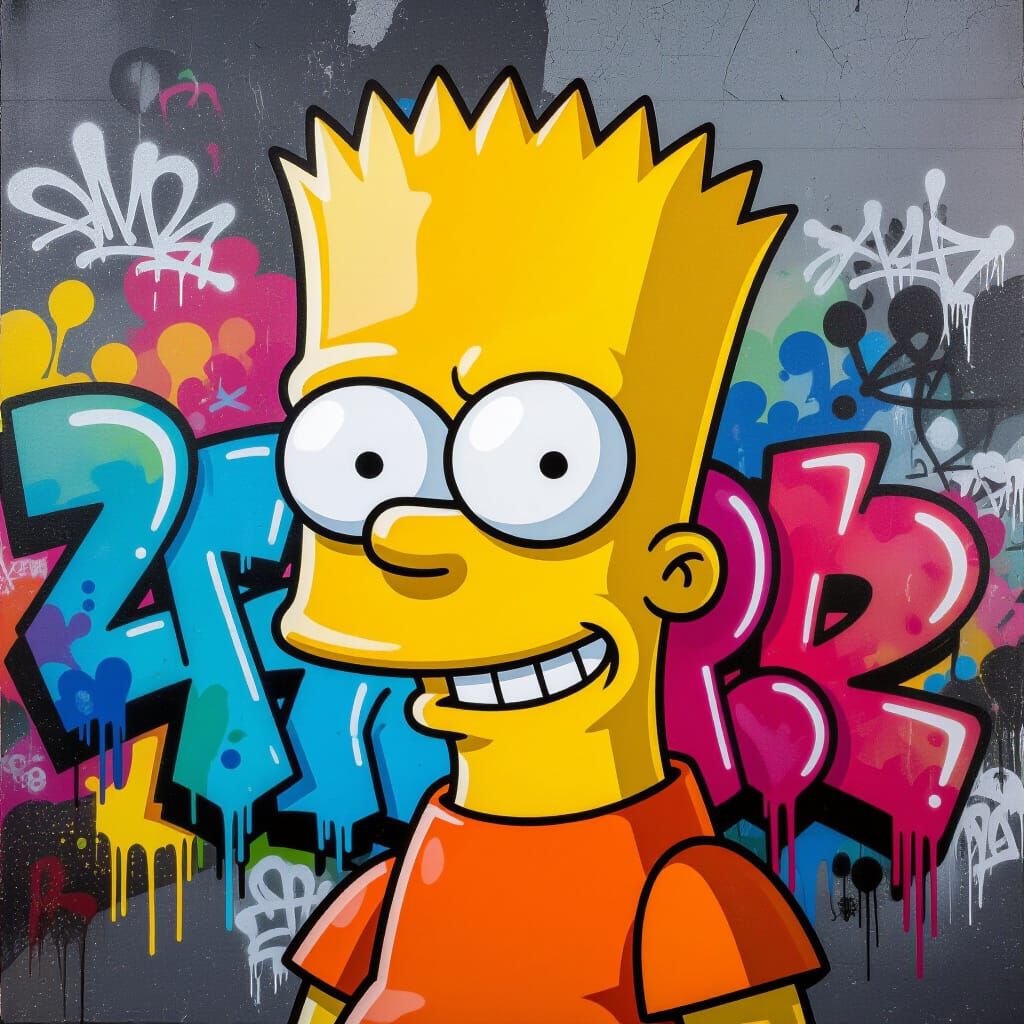 Bart Simpson in Vibrant Graffiti Style