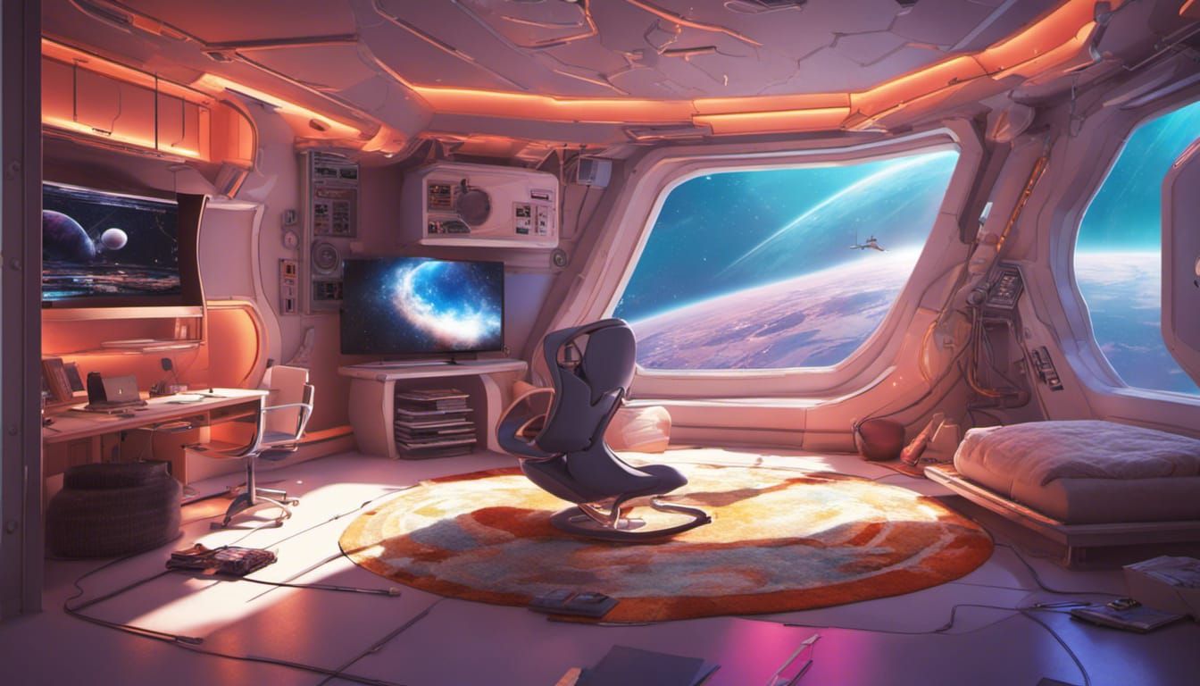 Cozy Space Station Bedroom with Earth View